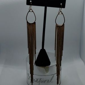 Gold statement long muktiple chain dangle earrings